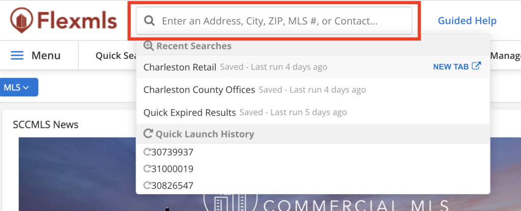 Entering an address for expired listing