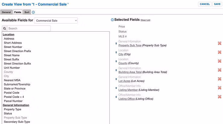 Selecting fields